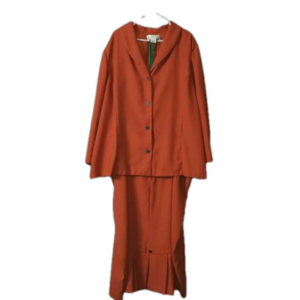 Allison Woods Plus 34W Long Skirtsuit Jacket Burnt Orange Rust Back Pleat Modest